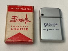 Vtg Bowers Lighter Storm Master Engraved genuine AUTO PARTS Your g-men in Action picture