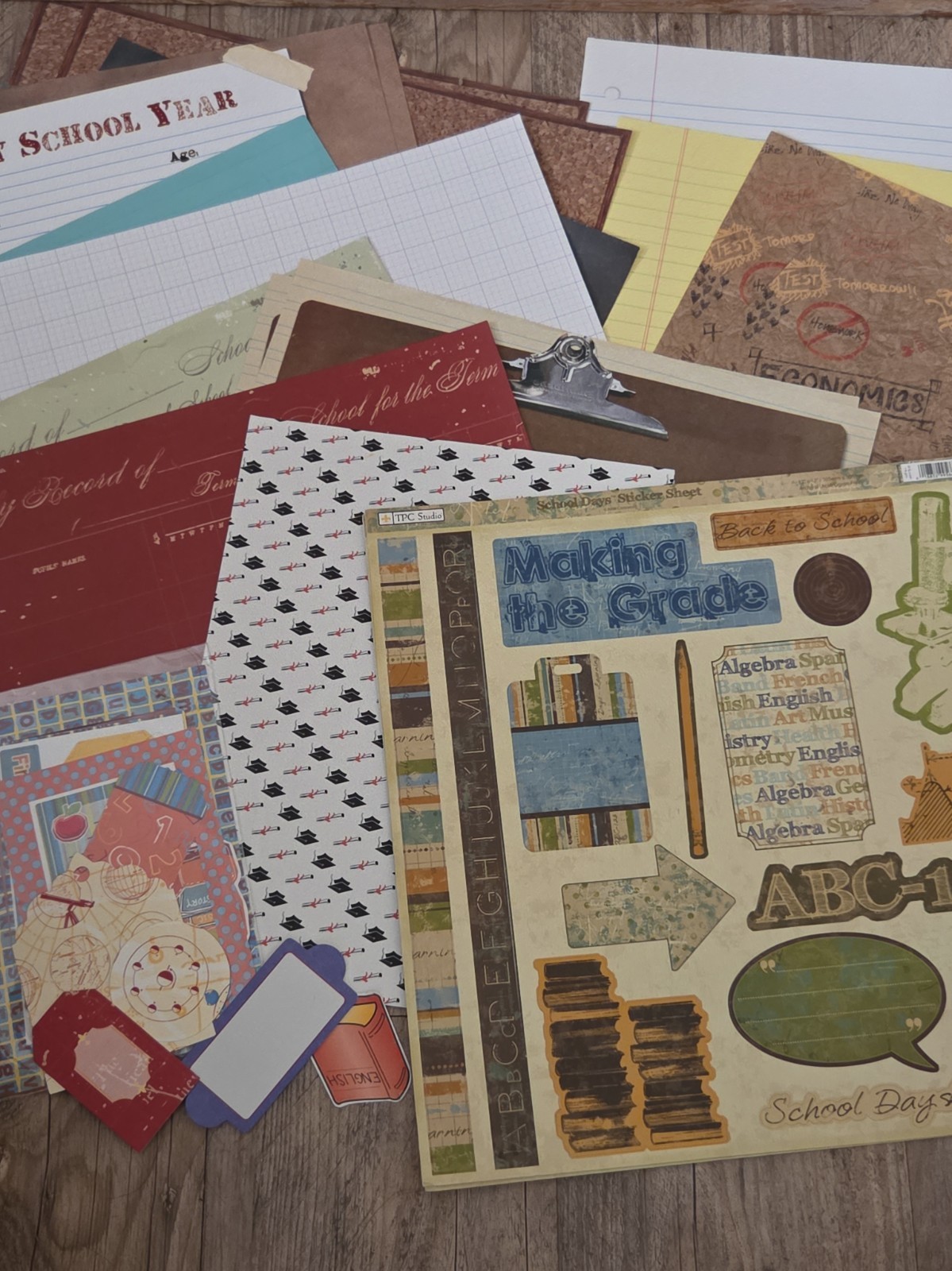Vintage NOS Schoolhouse Theme Die-Cut Ephemera Bag & Accent Lot