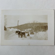 RPPC Wardsboro Vermont VT Vintage Photo Postcard Horse Drawn Sled Sleigh Houses picture