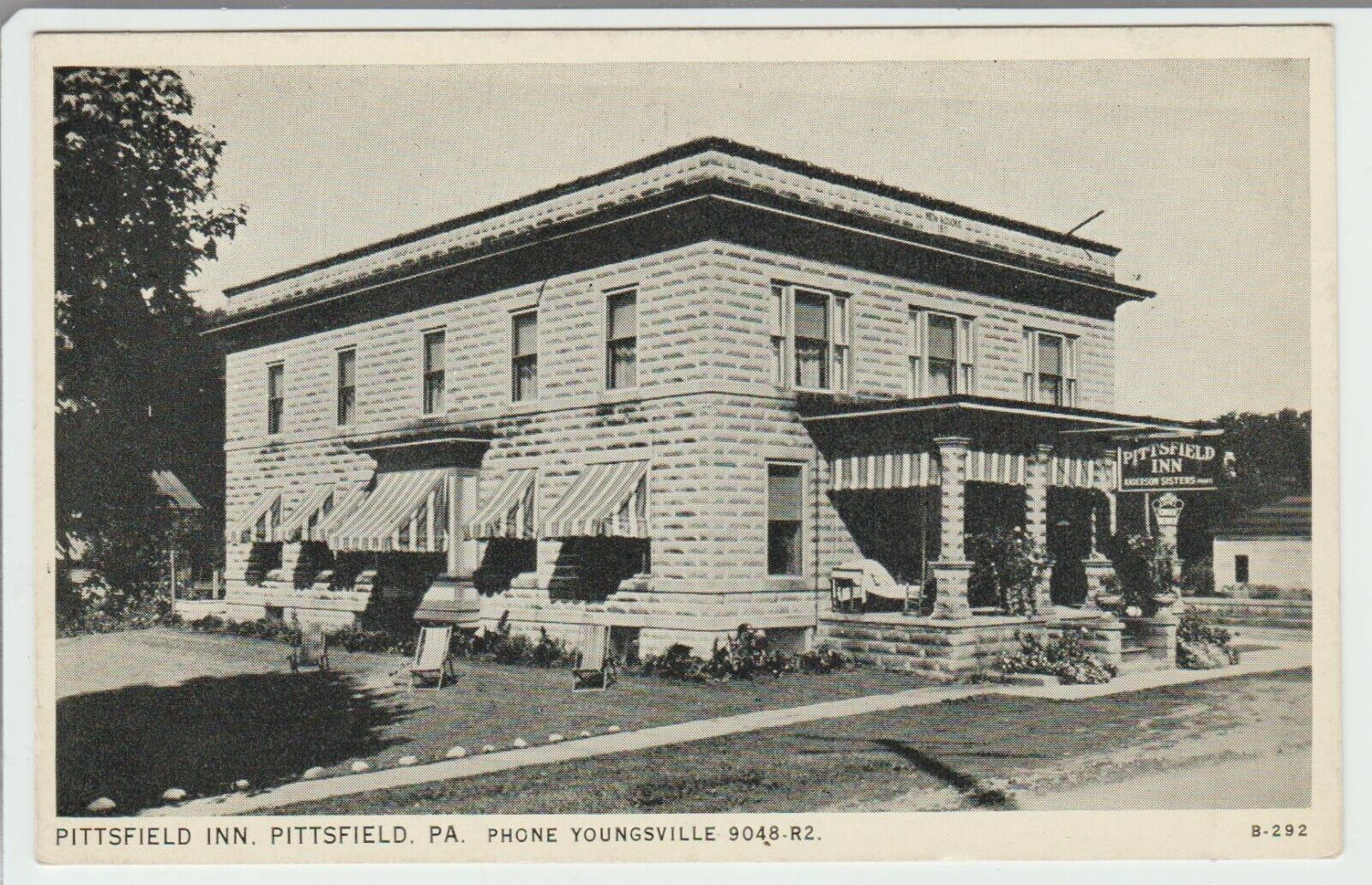 Pittsfield Inn; Brokenstraw Creek; Pennsylvania Postcard D7