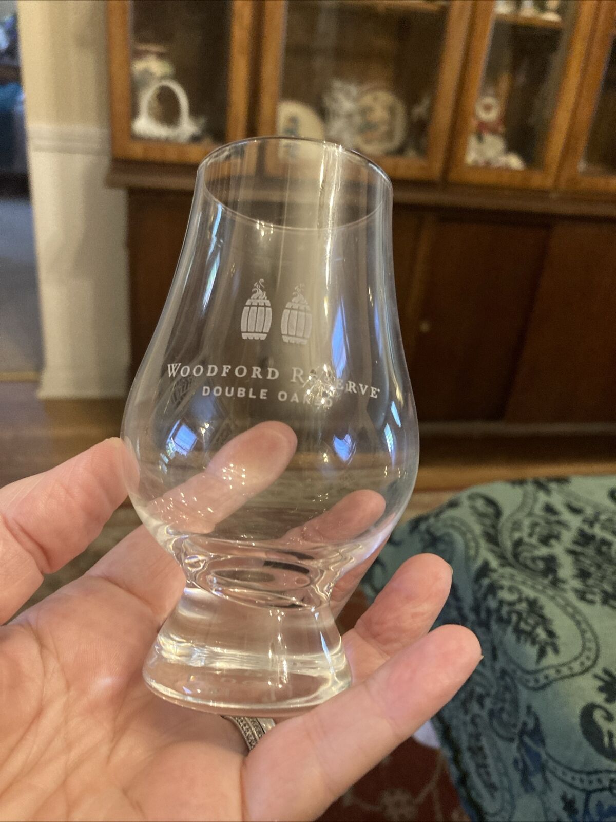Woodford Reserve Etched Double Oaked Bourbon Glencairn Taster Glass 4 1/2”