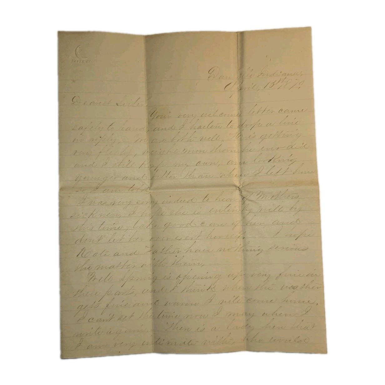 1879 Danville Indiana Letter Mary Foote Banker “New Normal” Family Social... 1879 Danville Indiana Letter Mary Foote Banker “New Normal” Family Social...