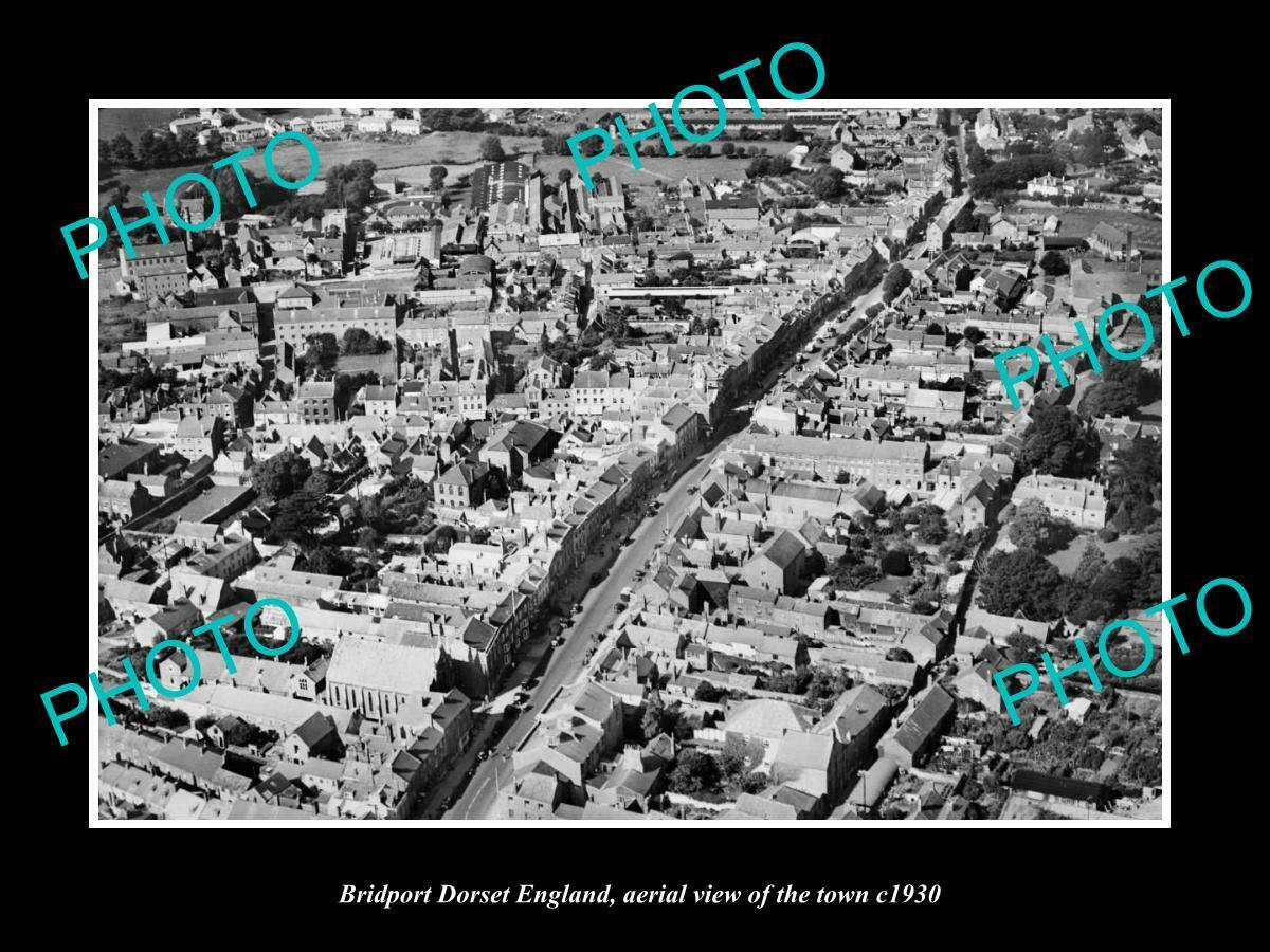 OLD 8x6 HISTORIC PHOTO OF BRIDPORT DORSET ENGLAND TOWN AERIAL VIEW c1930 1