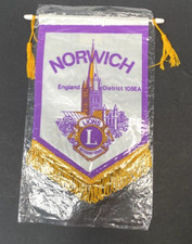 Vintage Lions Club Banner Flag Norwich England District 105EA New Vintage picture