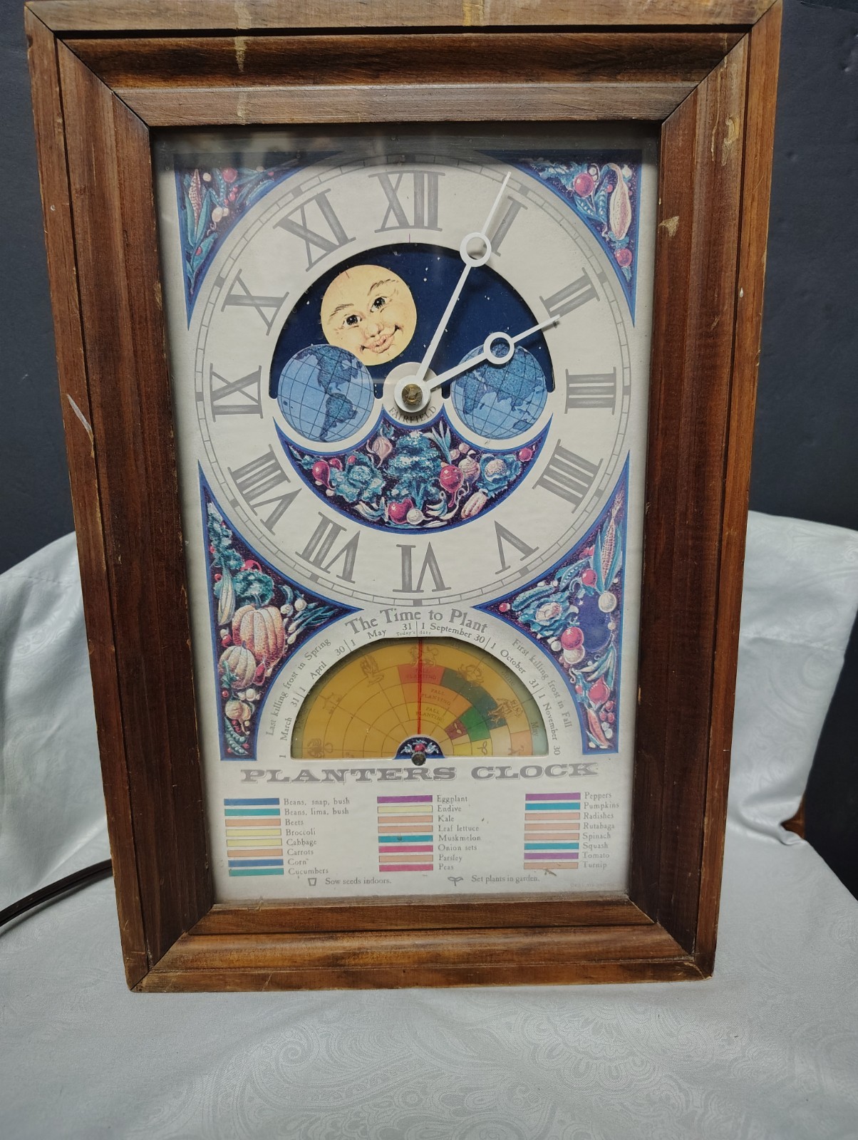 Vintage 1970s Mechtronics Fairfield Planters Clock Moon Phase Garden Electric