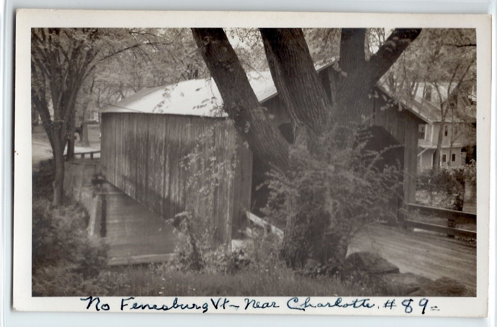 Ferrisburgh, Vermont, old covered bridge, photo postcard, c. 1950 Charlotte
