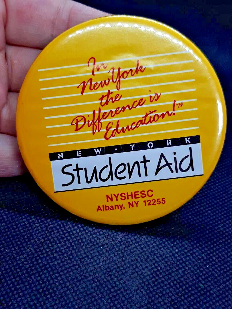 Vintage Student Aid Albany New York Button Pin Education NYSHESC Vintage Student Aid Albany New York Button Pin Education NYSHESC