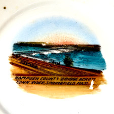 SPRINGFIELD - Conn River - MA Massachusetts Antique Trinket Souvenir China Dish picture