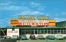 Vintage chrome postcard, old cars, Factory Store, Brattleboro, Vermont picture