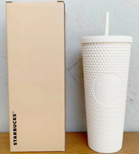 Starbucks China 2022 Tumbler White Matte Diamond Studded 24oz Straw Cold Cup picture