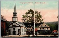 Congregational Church Saxtons River Vermont 1910 Storefronts Postcard W67 picture