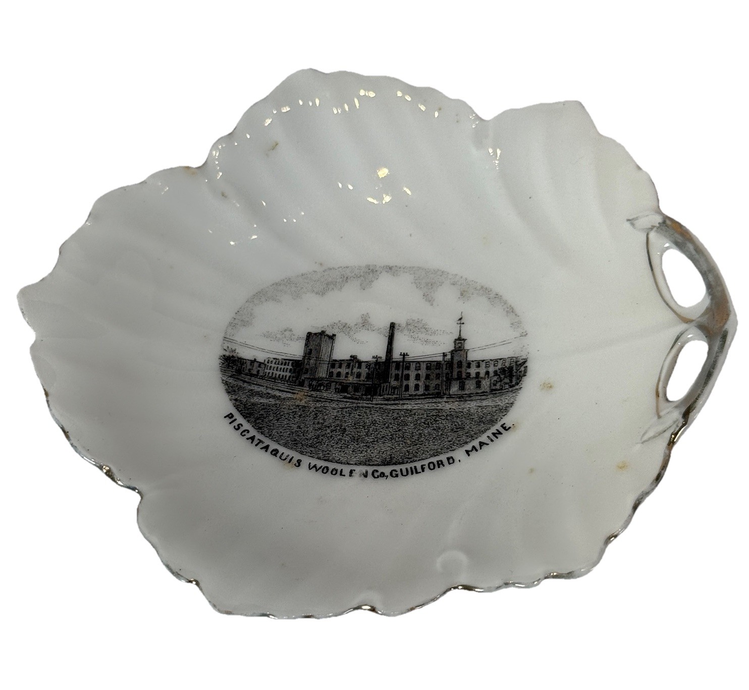 Guilford MAINE ME Antique Souvenir  PISCATQUIS WOOLEN CO. Trinket Bowl Plate
