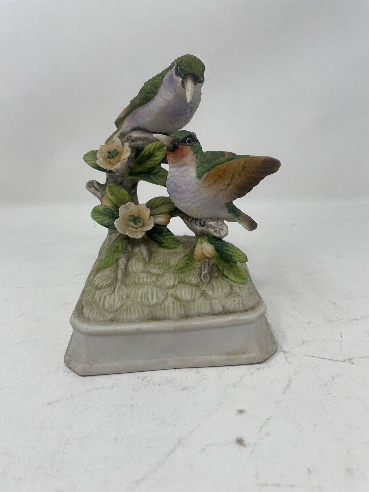 Gorham Music Box Wind Up Porcelain Birds Hummingbirds Japan