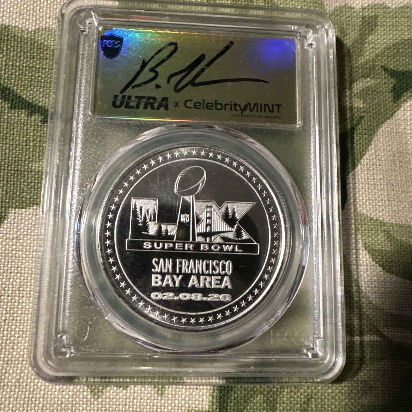 2026 Brandon Graham  Signed Super Bowl LX 1oz Round PCGS GEM PL Chargers Auto