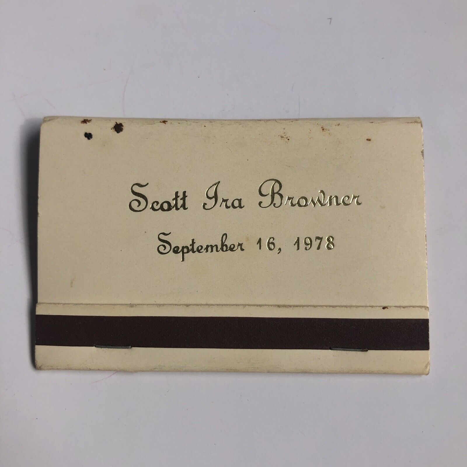 Scott Ira Browner September 16, 1978 Vintage Matchbook Gold Embossed