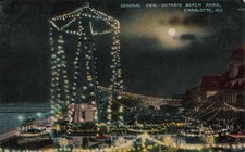 Defunct Amusement Park at Night Ontario Beach Charlotte Rochester NY Postcard picture