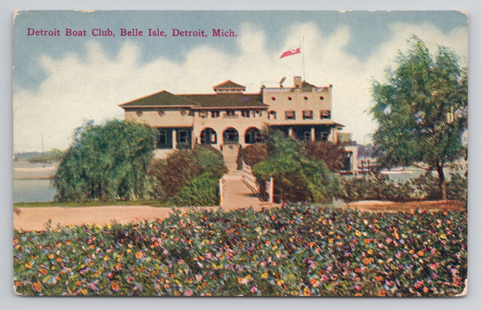 Detroit Boat Club Belle Isle Detroit Michigan c1910 Antique Postcard