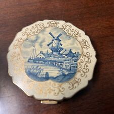 Vintage Delft Windmill Stratton Compact Holland BlueDelftware Powder England 50s picture