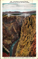 Royal Gorge Bridge Canon City Colorado 1932 Sanborn Linen Postcard picture