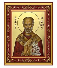 SAINT NICHOLAS, ARCHBISHOP OF MYRA IN LYCIA, WITH VESSEL Icon Byzantine picture