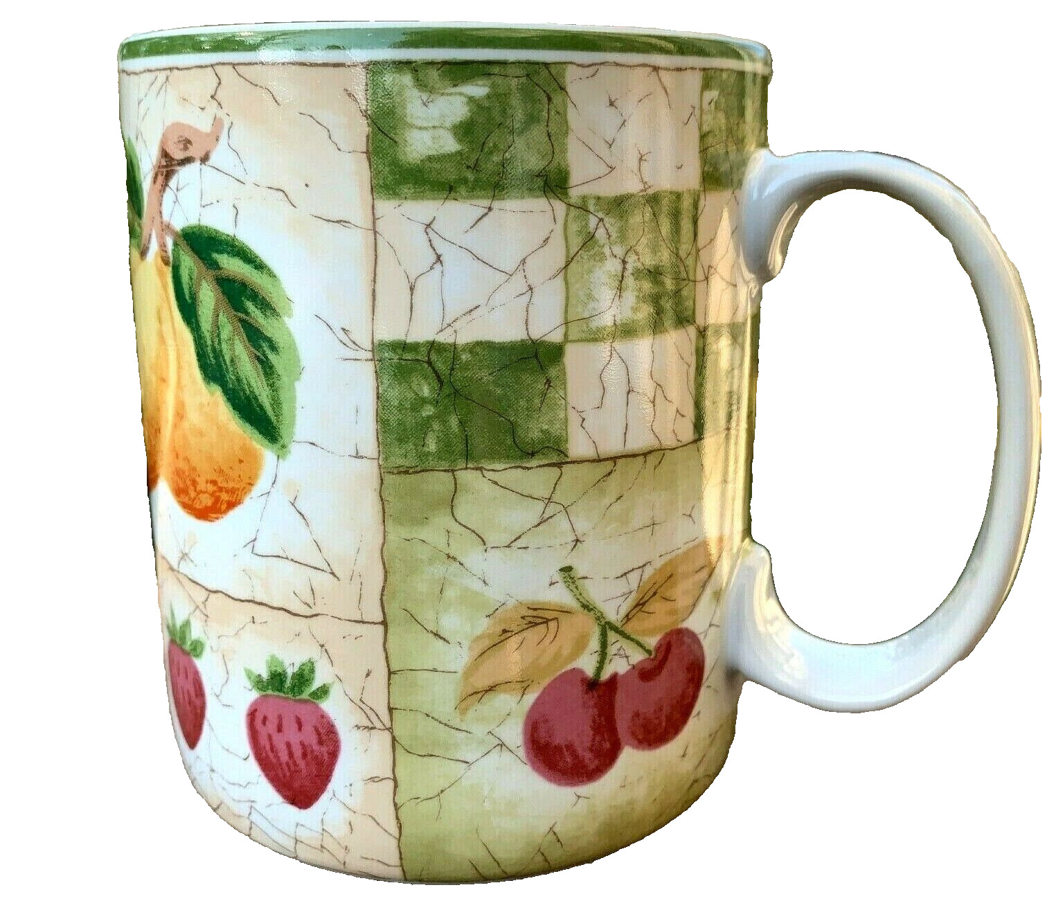 Coventry Porcelain Mug 2PC SET Coffee Cups Fruit Design Pears Cherries INDONESIA
