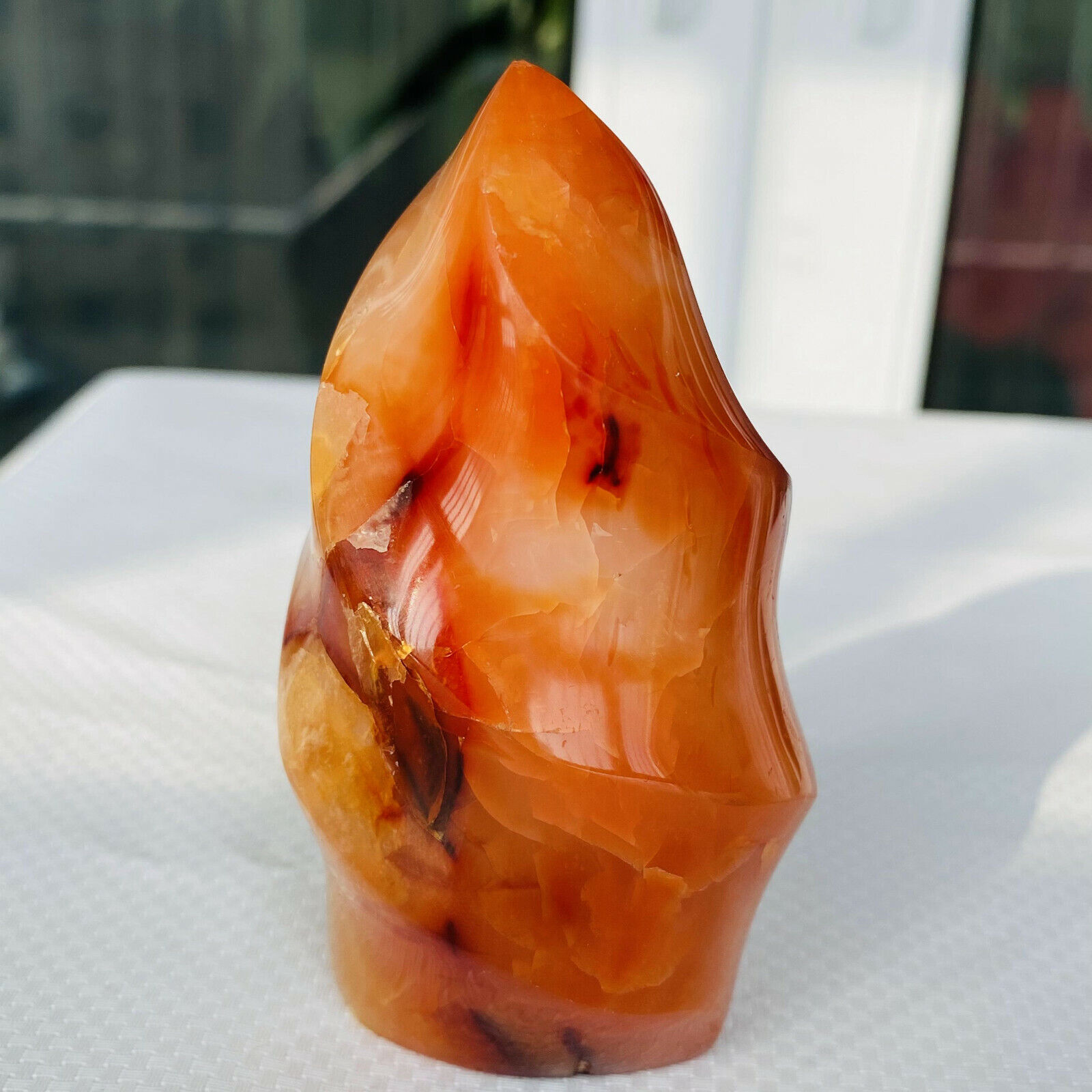 Natural red agate torch polished quartz crystal specimen healing 206g