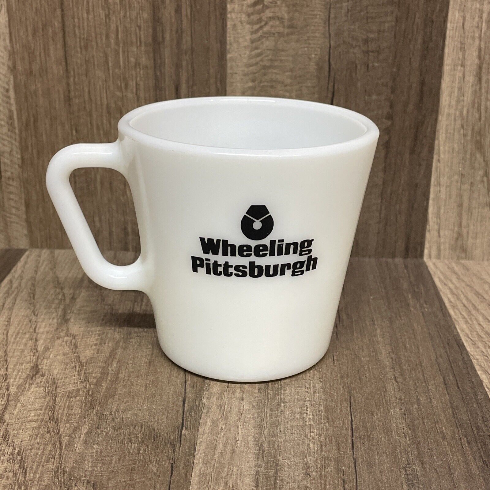 Wheeling Pittsburgh Steel Pyrex Coffee Mug 1975 Presidents Safety Martins Ferry