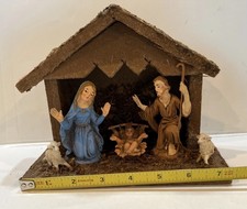 Vintage 7” Wooden Nativity Crèche Made In Italy 3 Figures Mary Joseph Baby Jesus picture