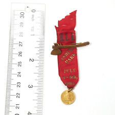 July2-6, 1894  N.E.A. ASBURY PARK Hatchet Pin Liberty Bell Medallion Red Ribbon picture