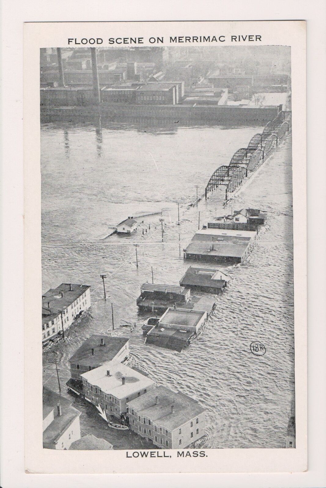 MA, Lowell - Flood scene on Merrimac River- Tichnor Bros postcard