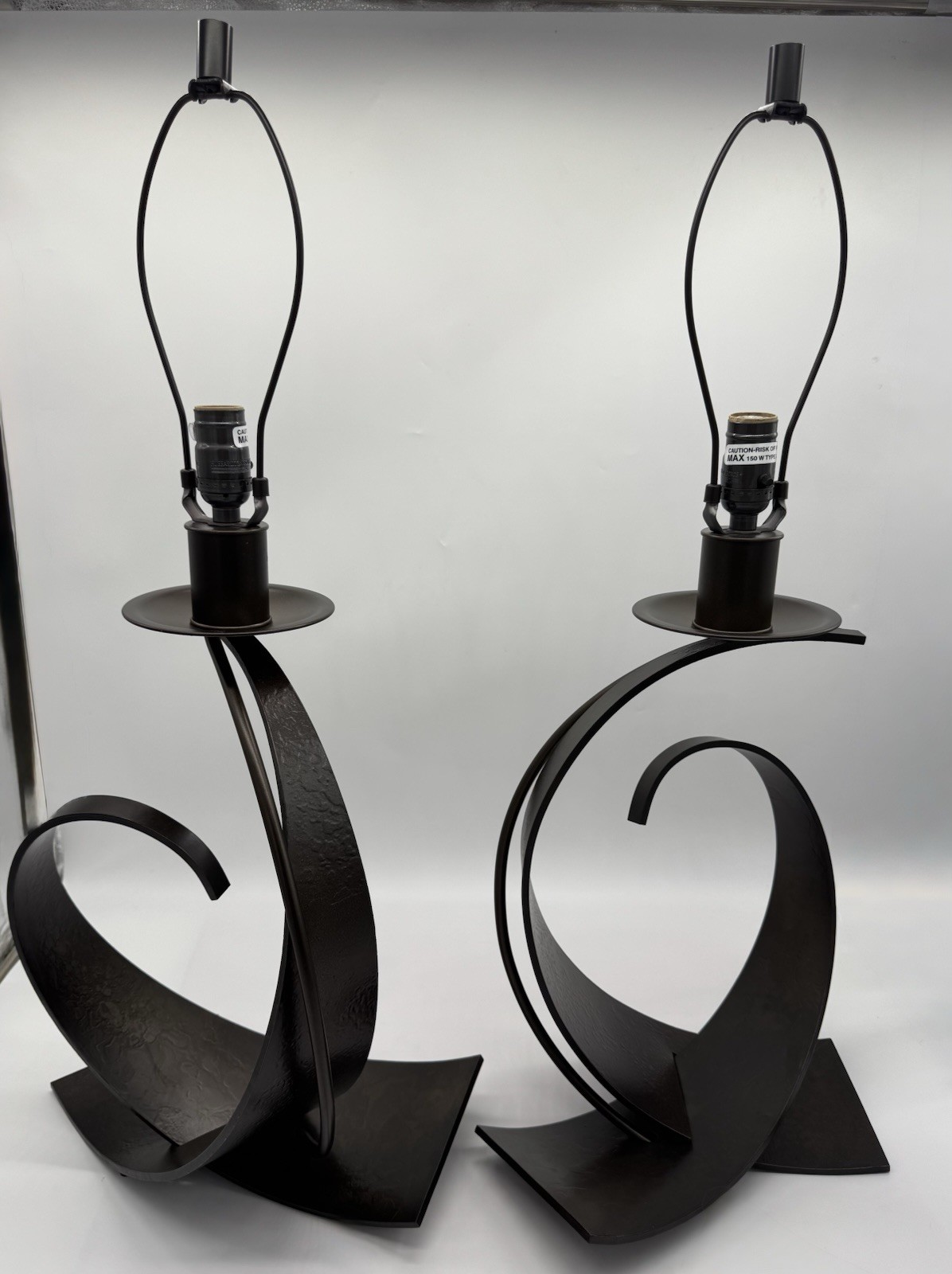 Vintage Hubbardton Forge Fuller Impressions Table Lamps Pair, Oil Rubbed Bronze