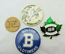 LOT PINS BUTTONS Vintage Old Timers Hockey IGA Bolton Bancroft Otonabee  picture