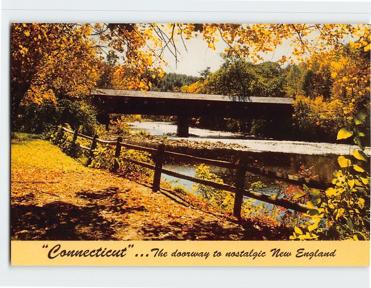 Postcard Housatonic River Bridge West Cornwall Connecticut USA