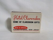 Vintage Hotel Clarendon Matchbox Hackettstown New Jersey Matchbook Advertising picture