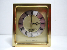 SEIKO QUARTZ Westminster Whittington Gold Brass Desk Mantle Clock Chimes Japan picture