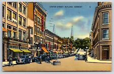 Center Street View 1939 Rutland Vermont VT Vintage TICHNOR Postcard picture