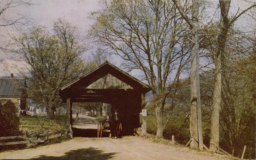 Horse and Carriage on Covered Bridge - Waitsfield VT, Vermont