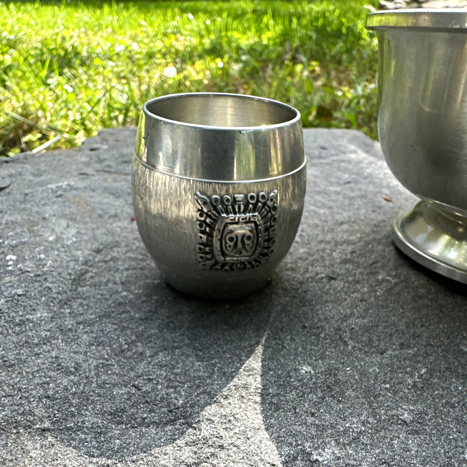 Vintage Pewter Lot: Woodbury Monogrammed Bowl & Carsu Ltda Bolivian Inca Cup Vintage Pewter Lot: Woodbury Monogrammed Bowl & Carsu Ltda Bolivian Inca Cup