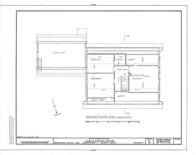 Photo:Brownington VT Cyrus Eaton House Second Floor Plan 1900s Floorplan Photo:Brownington VT Cyrus Eaton House Second Floor Plan 1900s Floorplan
