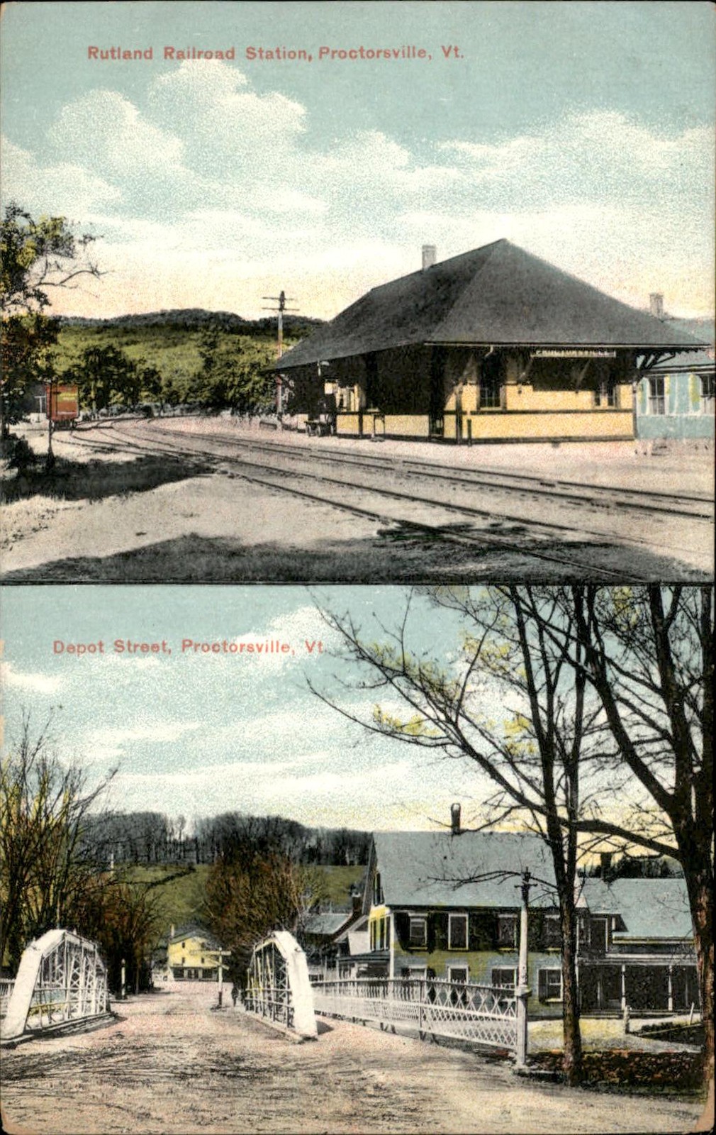 Proctorsville VT Railroad Station W. W. Adams c1900s-10s Vintage Postcard Proctorsville VT Railroad Station W. W. Adams c1900s-10s Vintage Postcard