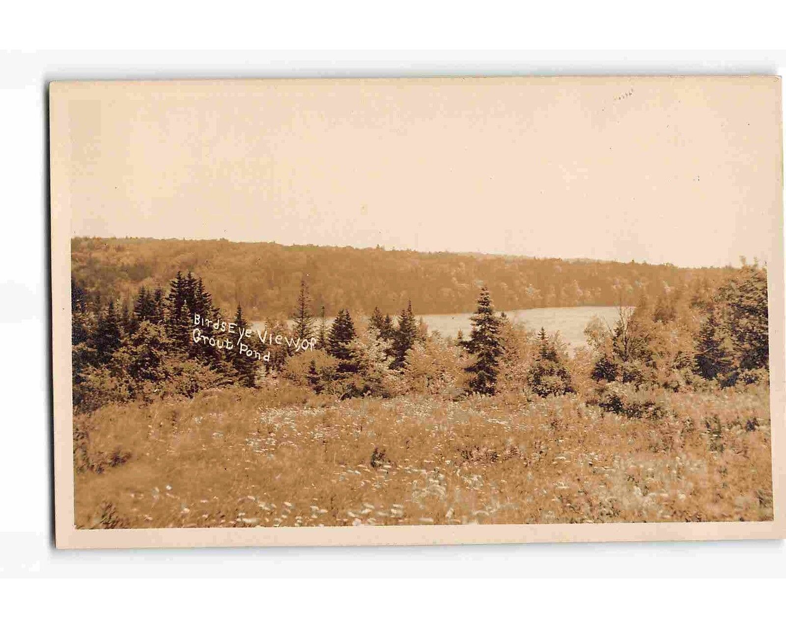 ST1271: GROUT POND WEST WARDSBORO VT (1920\'s KRUXO photo/RPPC/postcard) 