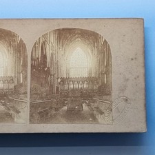 Manchester Stereoview C1855 Real Photo Lancashire Cathedral Interior J.D.Baffin picture