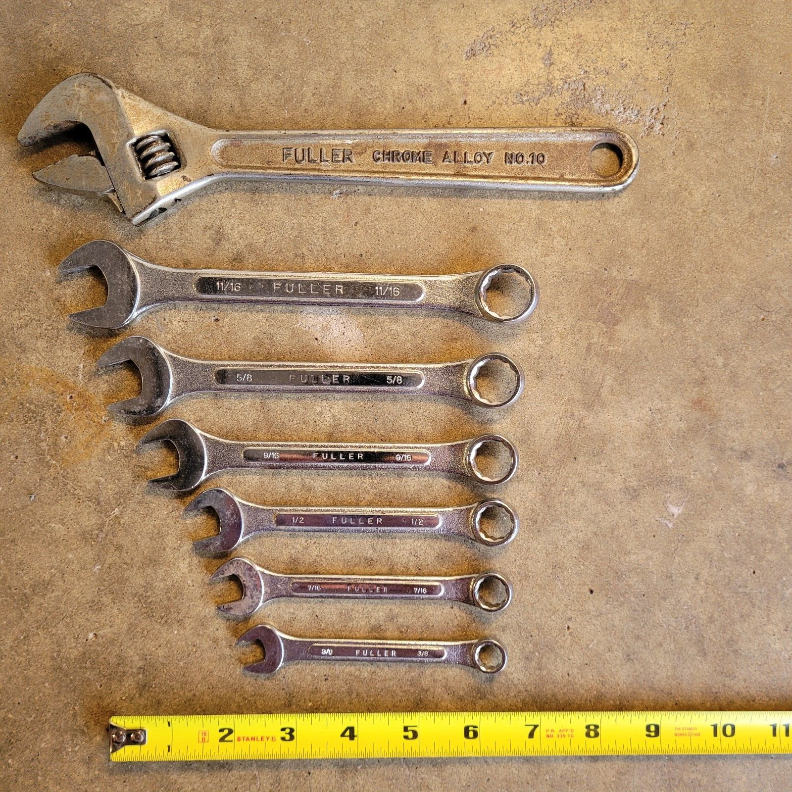 Vintage Fuller Tools Wrench Set Combination And Adjustable SAE.