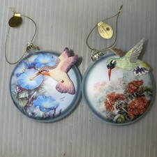 Lena Liu glass Hummingbird Ornament set Spirit  of Season Bradford Exchange 627 picture