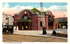 Postcard Vtg. Baltimore & Ohio Railroad Train Station Canton, OH Crossing Gate picture