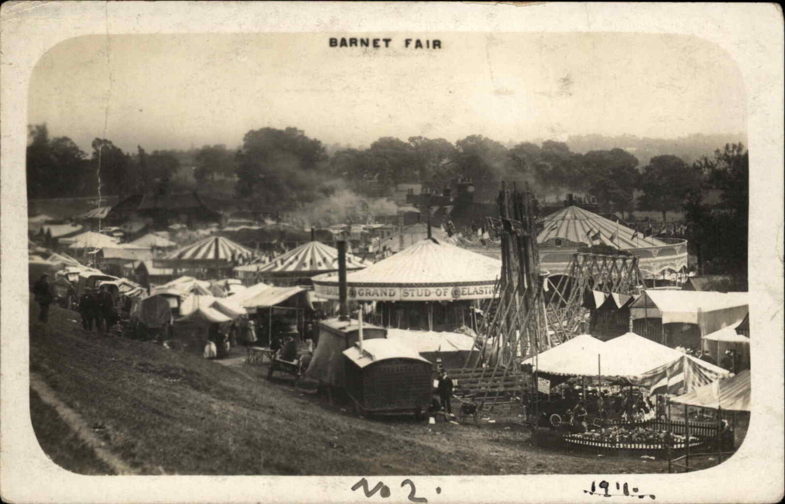 Barnet Fair VT Merry-Go-Rounds Carousels Rides c1910 Real Photo Postcard