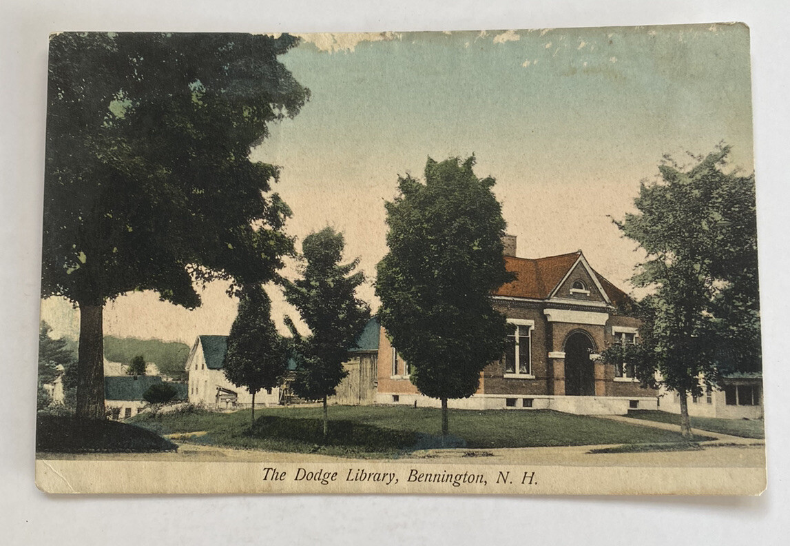 The Dodge Library Street View ~ Bennington New Hampshire NH ~ Antique Postcard The Dodge Library Street View ~ Bennington New Hampshire NH ~ Antique Postcard