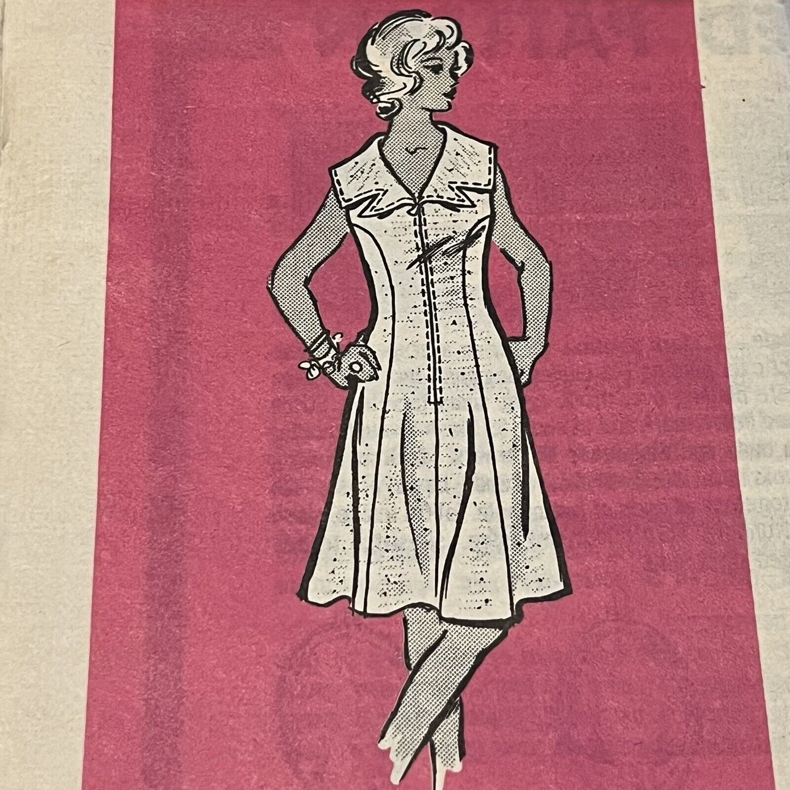 Vintage 70s Anne Adams 4764 Mail Order Zip Up Collar Dress Sewing Pattern UNCUT