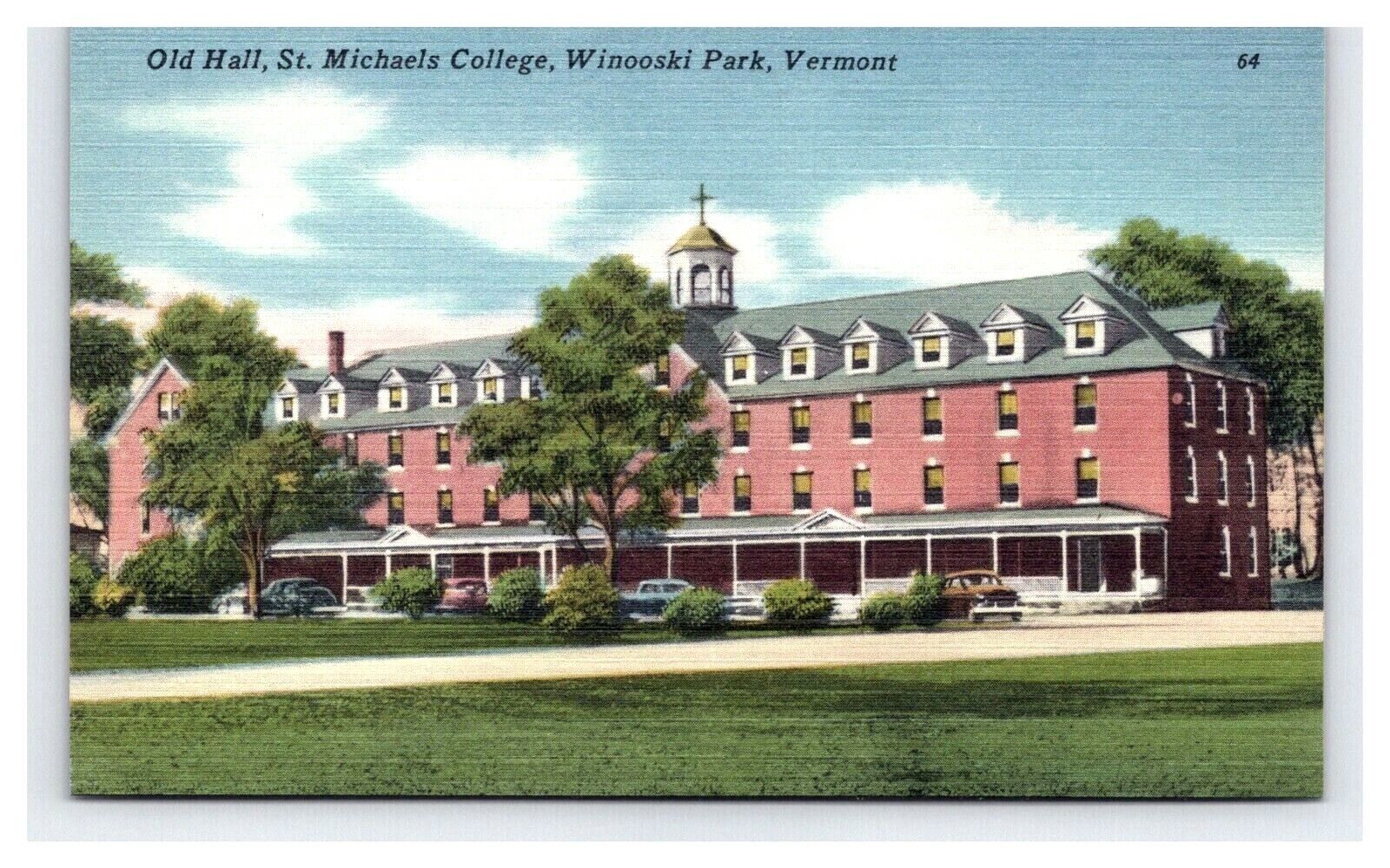 Vintage Postcard Winooski Park VT St Michaels College Brick Building Trees   