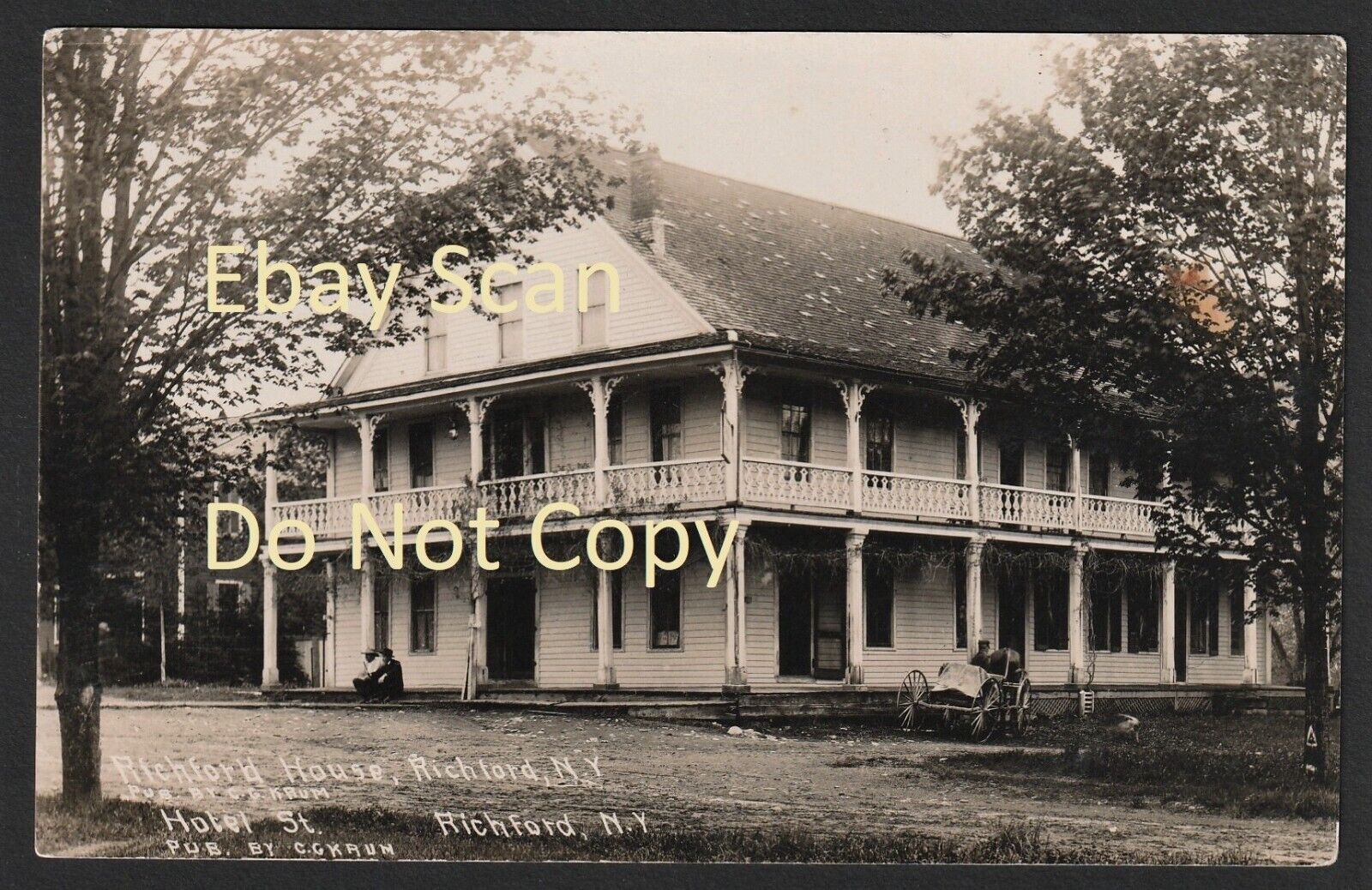 RARE Real Photo Postcard - Hotel Richford NY - RPPC 1910 Tioga County